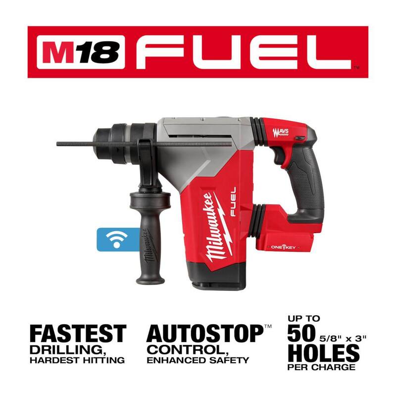 Martillo rotativo Milwaukee M18 FUEL 18V de iones de litio sin escobillas inalámbrico SDS-Plus de 1-1/8 pulgadas con amoladora de 4-1/2 pulgadas/5 pulgadas - 2915-20-2880-20