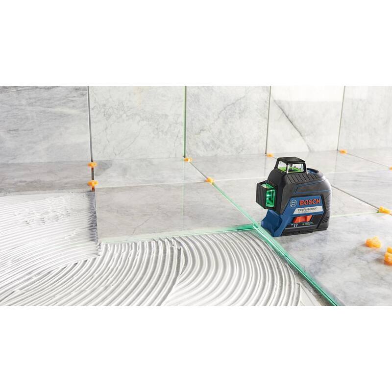 Bosch 300 ft. Verde 360 grados láser autonivelante con tecnología Visimax, Montura Plus trípode compacto con altura extensible - GLL3-300G+BT150