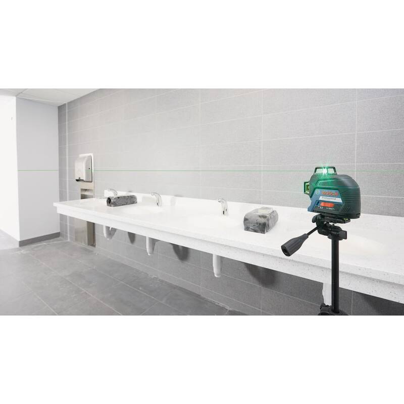 Bosch 300 ft. Verde 360 grados láser autonivelante con tecnología Visimax, Montura Plus trípode compacto con altura extensible - GLL3-300G+BT150