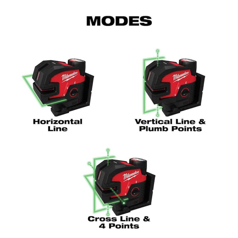Milwaukee M12 12-Volt Lithium-Ion Cordless Green Cross Line and 4-Points Laser (Herramienta solamente) - 3624-20