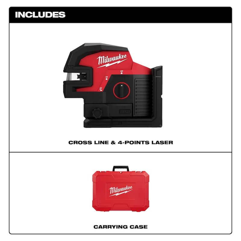 Milwaukee M12 12-Volt Lithium-Ion Cordless Green Cross Line and 4-Points Laser (Herramienta solamente) - 3624-20