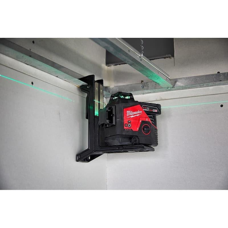 Milwaukee M12 12-Volt Lithium-Ion Cordless Green 250 ft. 3-Plane Laser Level Kit con (3) Baterías, Cargador y Estuche - 3632-21-48-11-2412