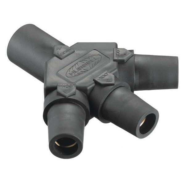 Conector triple Hubbell Wiring Device-Kellems, Negro, Serie 16, Punta cónica - HBLM3FBK