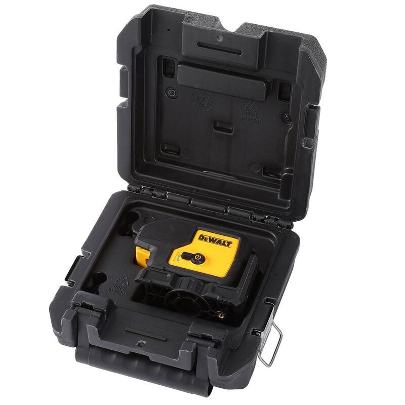 Nivel láser de tres puntos autonivelante verde DEWALT de 100 pies con (2) pilas AA y estuche - DW083CG