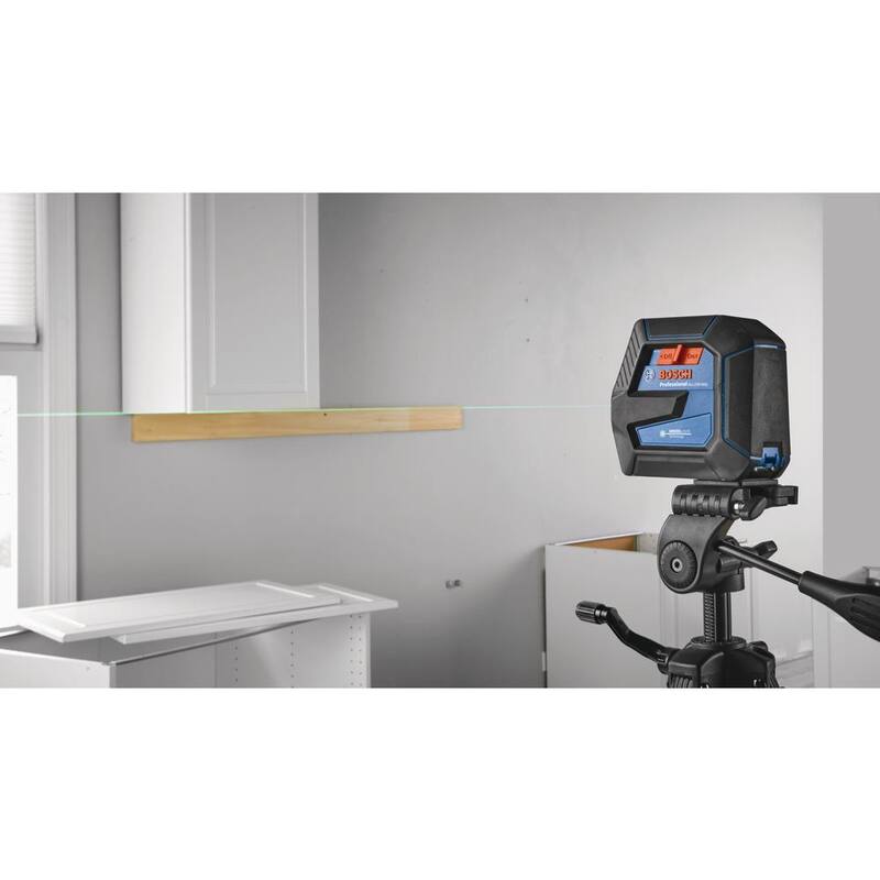 Bosch 100 ft. Láser autonivelante verde con tecnología VisiMax, montura en L-Bracket más trípode compacto con altura ajustable - GLL10040G+BT150