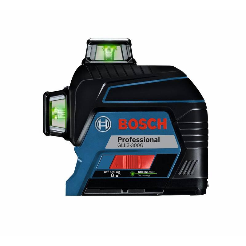 Nivel láser Bosch reacondicionado de 300 pies con autonivelación en verde de 360 grados y 3 planos - GLL3-300G-RT