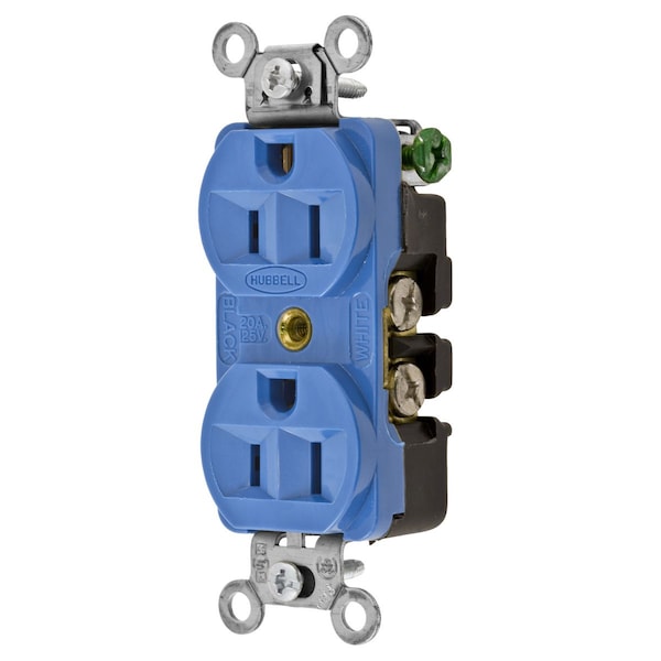 Hubbell Wiring Device-Kellems RCPT, DUP SB, HUBPRO, 15A 125V, SM, BL - 5262BL