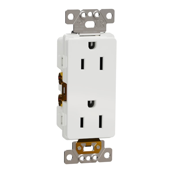 Contacto de pared Square D, Serie X, 15 A, Decorativo, Dúplex, 15 Amperios, 125 V:-:125VAC - SQR44111WH