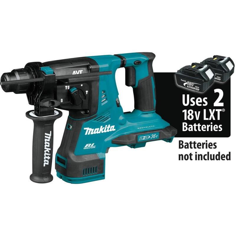 Kit de martillo rotativo inalámbrico sin escobillas de 1-1/8 pulgadas Makita 18V X2 LXT 36V con extractor de polvo HEPA AFT apto para AWS Capaz 5.0 Ah - XRH10PTW