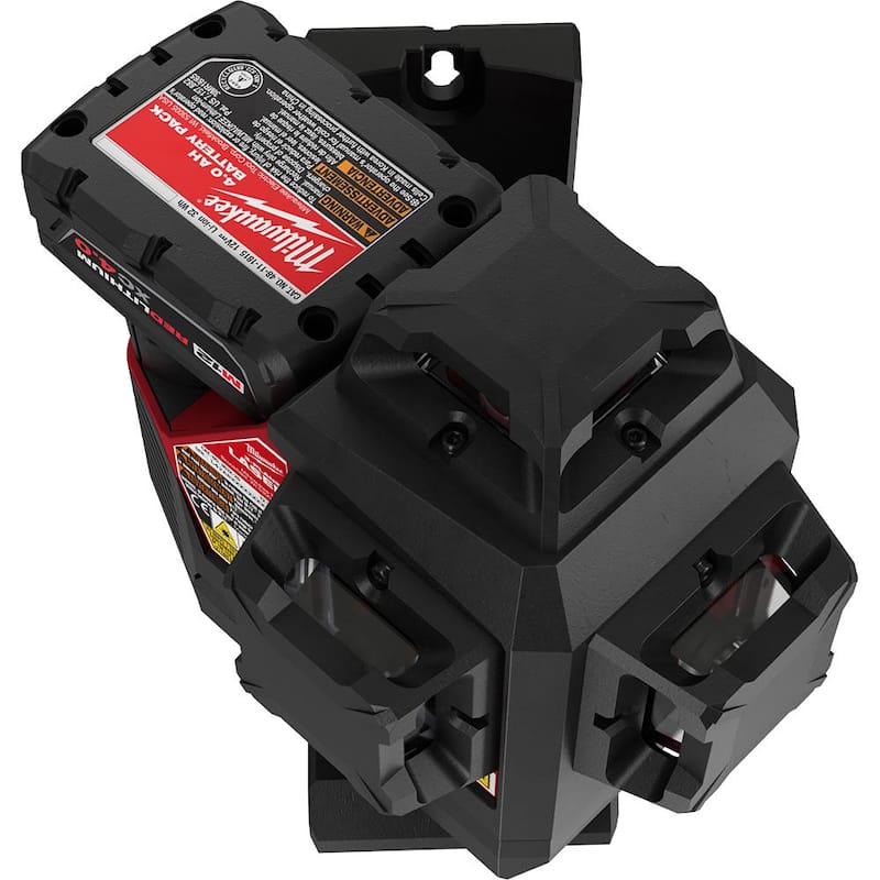 Milwaukee M12 250 pies Nivel láser verde de 12 voltios de iones de litio inalámbrico kit de nivel láser de 3 planos con montaje láser de conexión rápida de 360° - 3632-21-48-35-1311