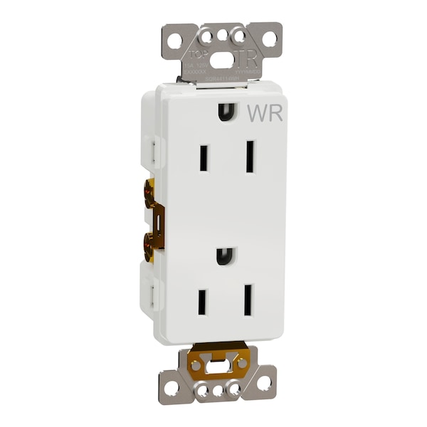 Square D Socket-Outlet, 15 A, Decorator, Weatherprof, Duplex, 15 Amps, 125 V:-:125VAC - SQR44114WH