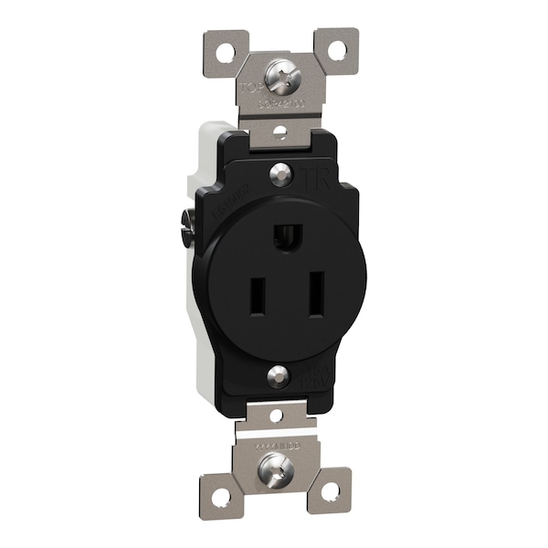 Toma de corriente Square D, Serie X, 15 A, Estándar, Individual, 15 Amperios, 125 V:-:125VAC - SQR42100BK