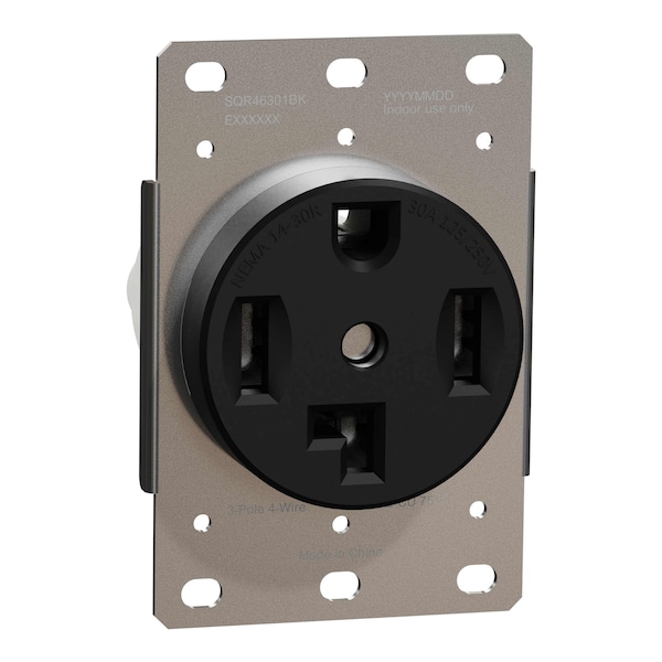 Socket-Outlet Square D, 30 A, Estándar, Negro, Sencillo, 30 Amperios, 125 V;250 V:-:125/250VAC - SQR46301BK
