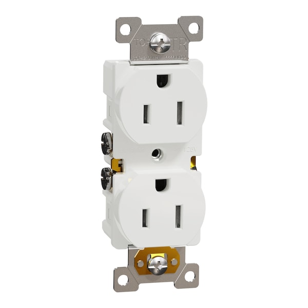 Toma de corriente Square D, Serie X, 15 A, Estándar, Dúplex, 15 amperios, 125 V:-:125VAC - SQR42101WH