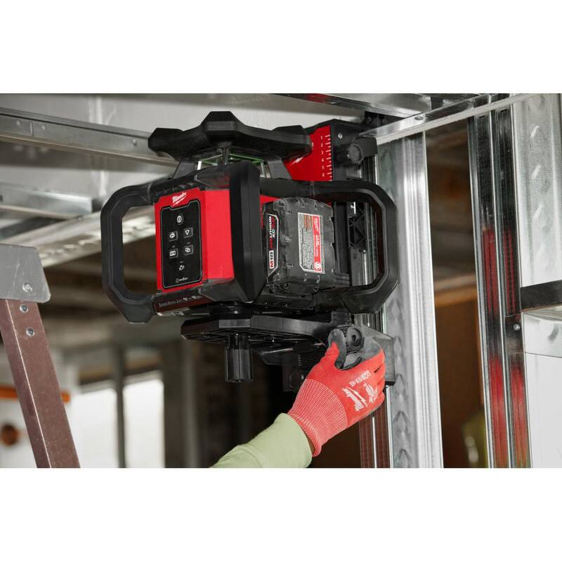 Kit de Nivel Láser Rotativo Interior Verde Milwaukee M18 de 1000 ft. con Control Remoto/Receptor y Soporte de Montaje en Pared con Trípode de Nivel Láser Rotativo - 3702-21-48-35-3700