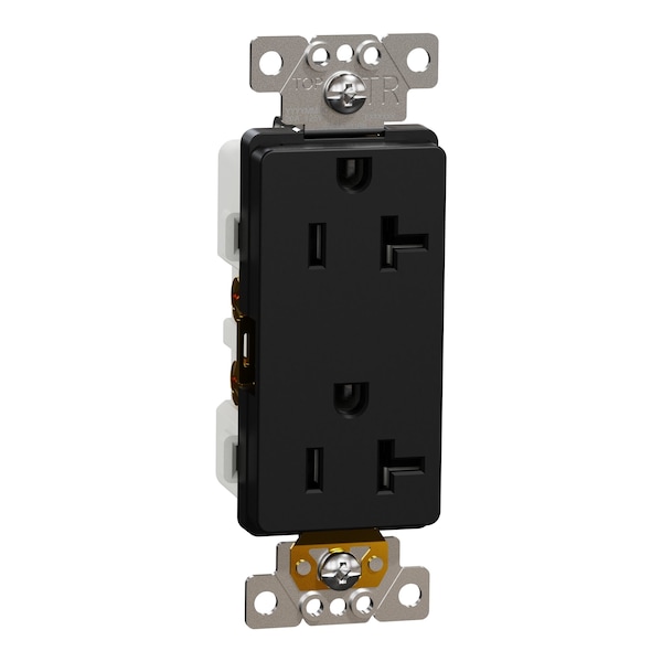 Toma de corriente, serie X, 20 A, decorativa, duplex, 20 amperios, 125 V:-:125VAC - SQR44201BK