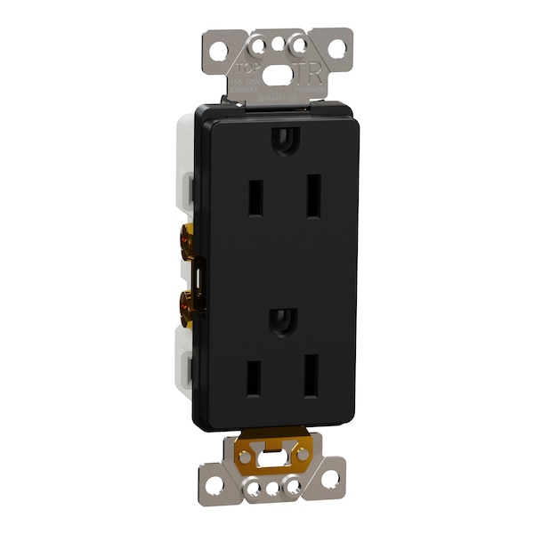 Rectificador de toma cuadrada, Serie X, 15 A, Decorativo, Dúplex, 15 Amperios, 125 V:-:125VAC - SQR44111BK