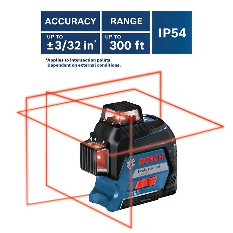 Nivel láser 360 grados de 200 pies en rojo con tecnología Visimax, montaje ajustable fino y estuche rígido - GLL3-300