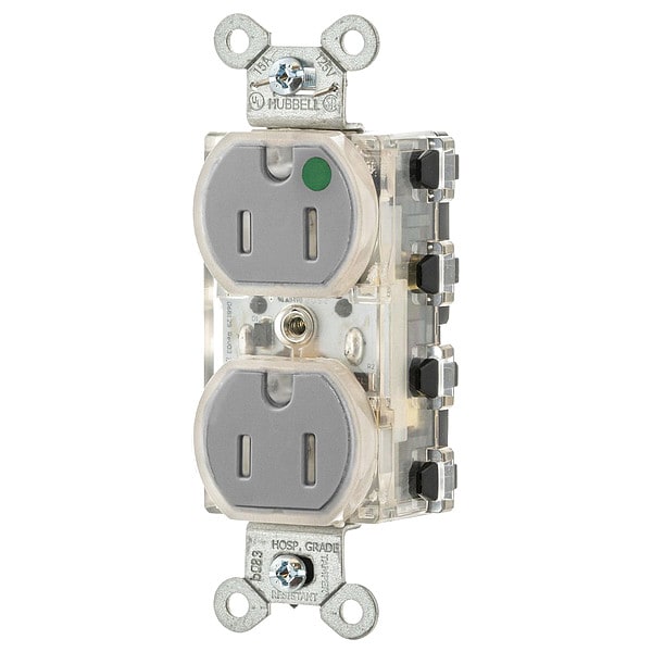 Receptáculo SNAPConnect de uso hospitalario extra resistente de grado pesado Hubbell - SNAP8200GYLTR