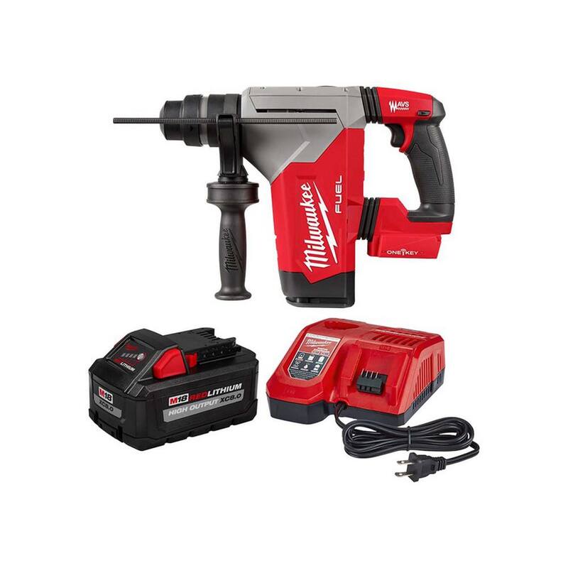 Martillo rotativo inalámbrico Milwaukee M18 FUEL 18-Volt de 1-1/8 pulgadas con tecnología de ion de litio sin escobillas SDS-Plus y kit de inicio de 8.0 Ah - 2915-20-48-59-1880.