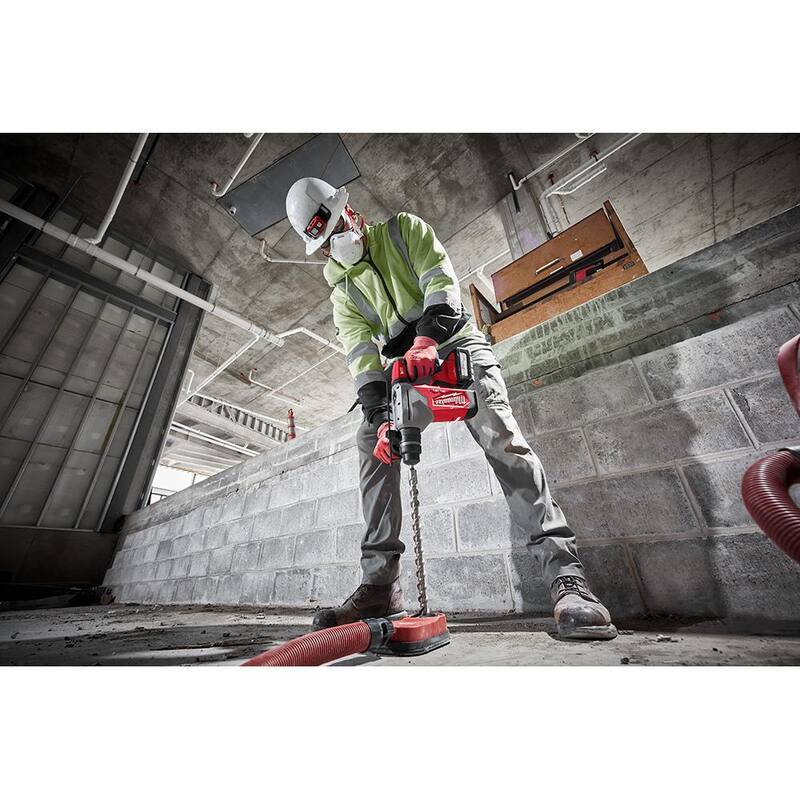 Martillo rotativo inalámbrico Milwaukee M18 FUEL 18-Volt de 1-1/8 pulgadas con tecnología de ion de litio sin escobillas SDS-Plus y kit de inicio de 8.0 Ah - 2915-20-48-59-1880.