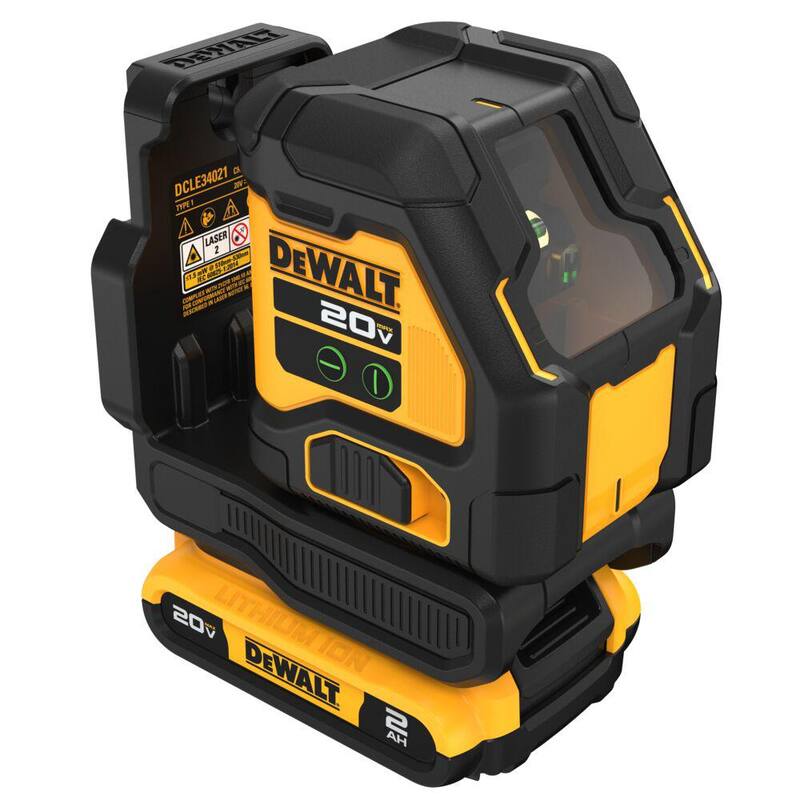 Kit de nivel láser de líneas cruzadas DEWALT 20V MAX de iones de litio con batería de 2.0Ah, cargador y estuche - DCLE34021D1