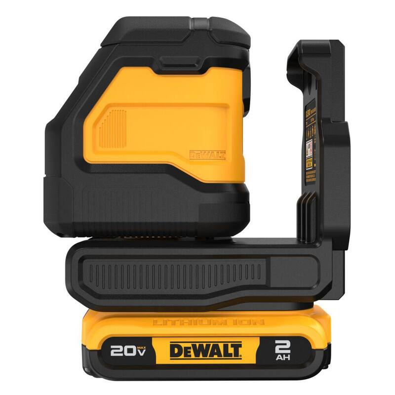 Kit de nivel láser de líneas cruzadas DEWALT 20V MAX de iones de litio con batería de 2.0Ah, cargador y estuche - DCLE34021D1