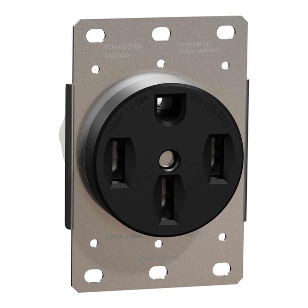 Square D Socket-Outlet, 50 A, Standard, Black, Single, 50 Amps, 125 V;250 V:-:125/250VAC - SQR46501BK