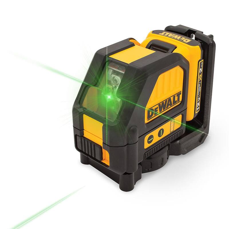 Nivel láser de líneas cruzadas autonivelante verde DEWALT 12V MAX de 165 pies con batería de 2.0Ah, cargador y estuche - DW088LG-QU