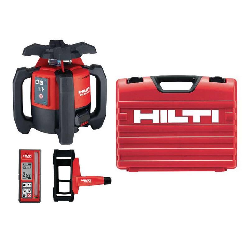 Hilti PR 30-HVS 12 Amp, 33 ft. Láser rojo giratorio para exteriores con receptor PRA 83, soporte y estuche (baterías no incluidas) - 2134762