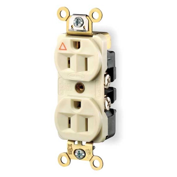 Receptáculo Hubbell Wiring Device-Kellems, 15 A Amperios, 125V AC, Montaje al Ras, Salida Dúplex Estándar, 5-15R, Marfil - IG5262I