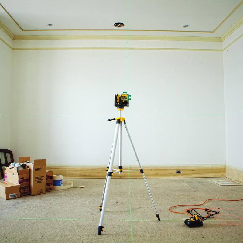 Kit de nivel láser DEWALT 12V MAX de litio de 100 pies con autonivelado verde de 3 haces y 360 grados y cinta métrica de bolsillo de 9 pies - DW089LG-QUW3028