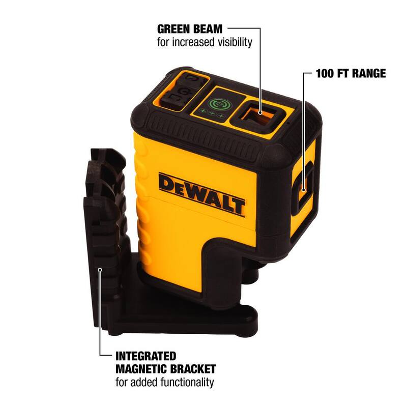 Nivel láser de 3 puntos autonivelante verde DEWALT de 120 pies con (2) baterías AA y estuche - DW08302CG