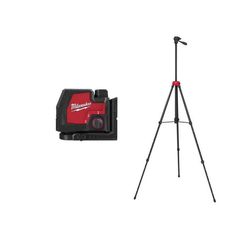 Milwaukee Green 100 ft. Nivel Láser Recargable de Puntos de Cruz/Plomada con Batería/Cargador y Trípode Ajustable de 72 pulgadas - 3522-21-48-35-1411