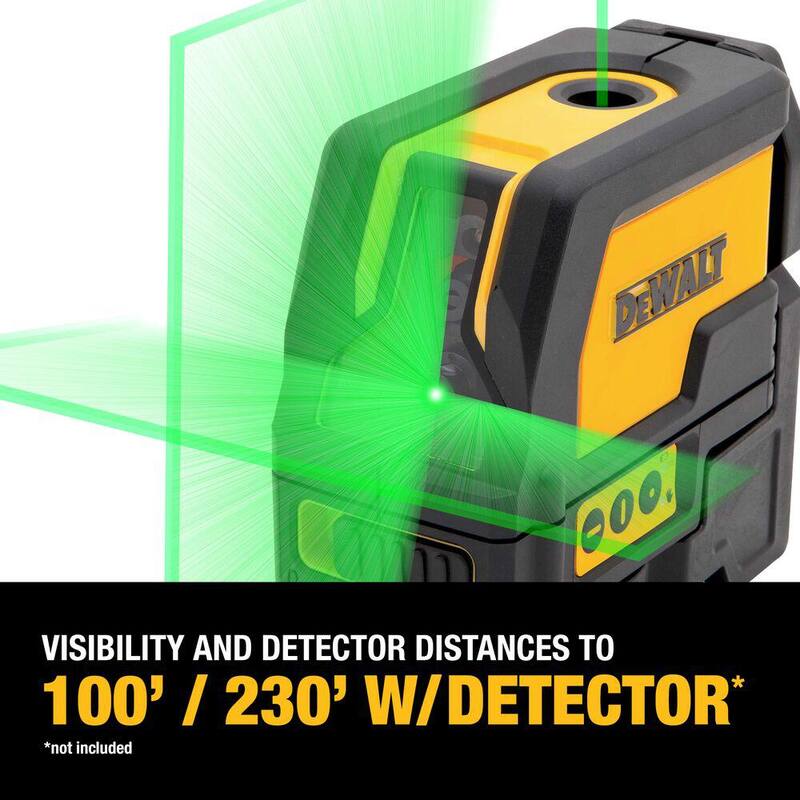 Nivel láser verde de línea cruzada y punto de 100 pies DEWALT - DW0822CG