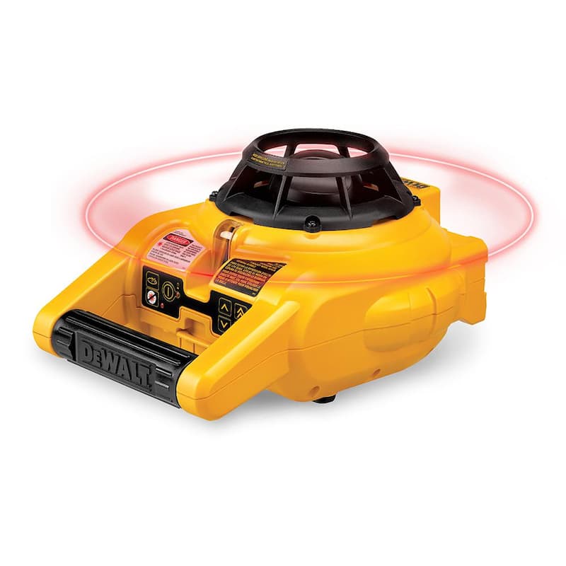 DEWALT Nivel Láser Rotativo Autonivelante de 150 pies en Rojo con Detector y Abrazadera, Soporte de Pared, Control Remoto, Bolsa, (2) Pilas D y (1) Pila de 9V - DW074KD