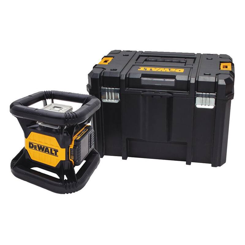 Nivel láser rotativo autonivelante verde DEWALT 20V MAX de 250 pies con batería de 2.0Ah, cargador y estuche TSTAK - DW079LG