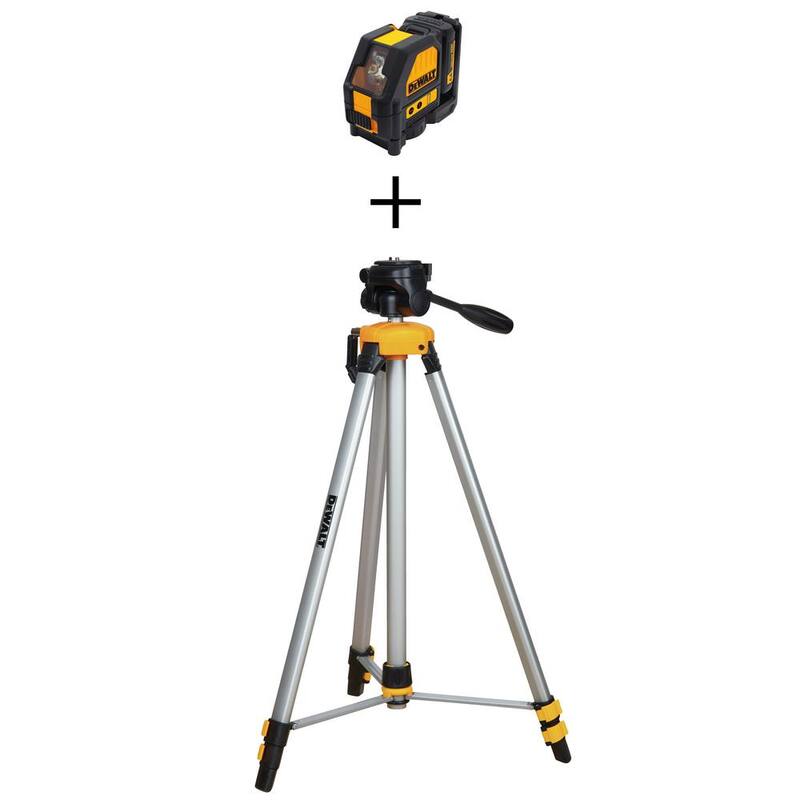 Kit de nivel láser de línea cruzada autonivelante rojo de 165 pies con batería de iones de litio DEWALT 12V MAX y trípode ajustable y portátil - DW088LRWDW0881T