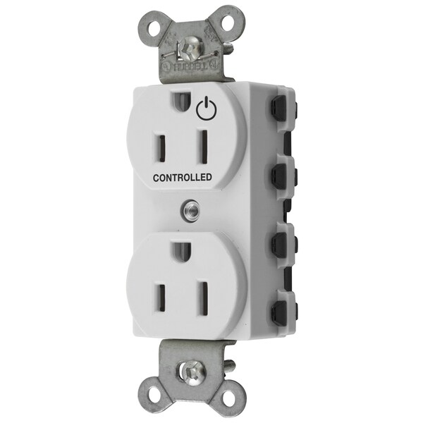 Dispositivos de hoja recta Hubbell Wiring Device-Kellems, Receptáculos, Dúplex, SNAPConnect, Circuito Dividido, Mitad Controlado, 15A 125V, 2 Polos 3 Cables de tierra, Nylon, Blanco - SNAP5262C1W