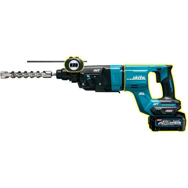 Kit de martillo rotativo sin escobillas Makita con XGT de 40 voltios máximo de 1-1/8 pulgadas, AFT (4.0 Ah) con bono de amoladora angular XGT sin escobillas de 5 pulgadas X-LOCK - GRH07M1-GAG13Z.
