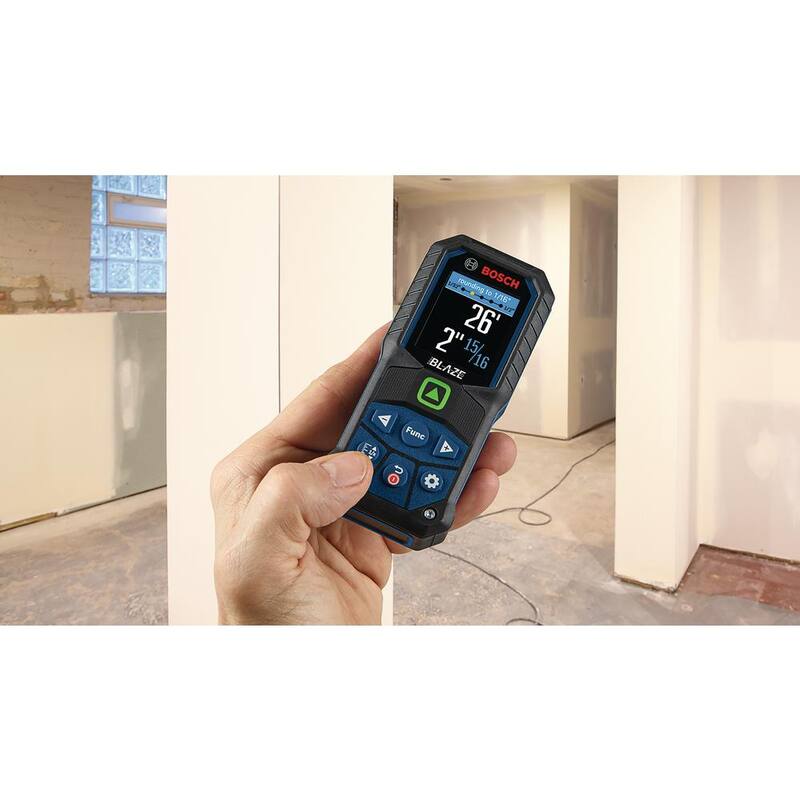 Cinta métrica láser verde Bosch Blaze de 165 pies con batería de iones de litio de 3.7 voltios y 1.0 Ah con carga USB - GLM16525GGLMBAT