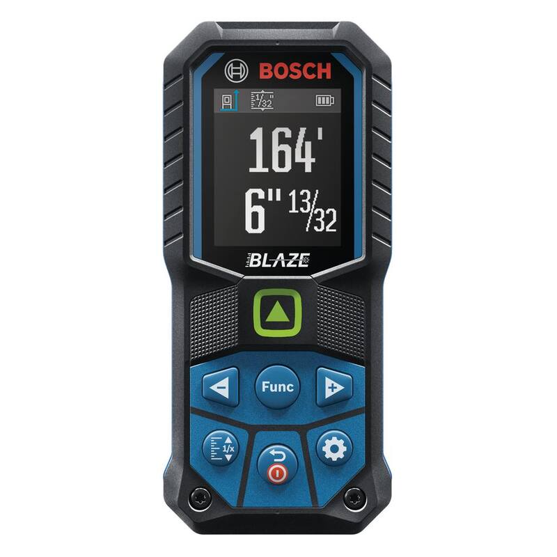 Cinta métrica láser verde Bosch Blaze de 165 pies con batería de iones de litio de 3.7 voltios y 1.0 Ah con carga USB - GLM16525GGLMBAT