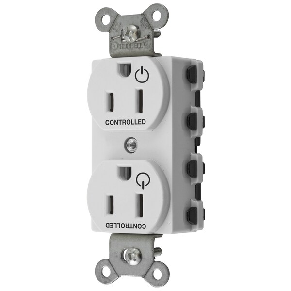 Dispositivos de hoja recta, receptáculos, duplex, SNAPConnect, circuito dividido, controlado, 15A 125V, 2 polos 3 cables de puesta a tierra, nylon, blanco - SNAP5262C2W