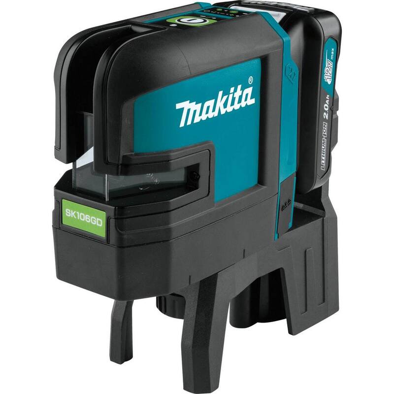 Kit de láser verde auto nivelante de línea cruzada/4 puntos Makita 12V máx CXT (2.0 Ah) - SK106GDNAX