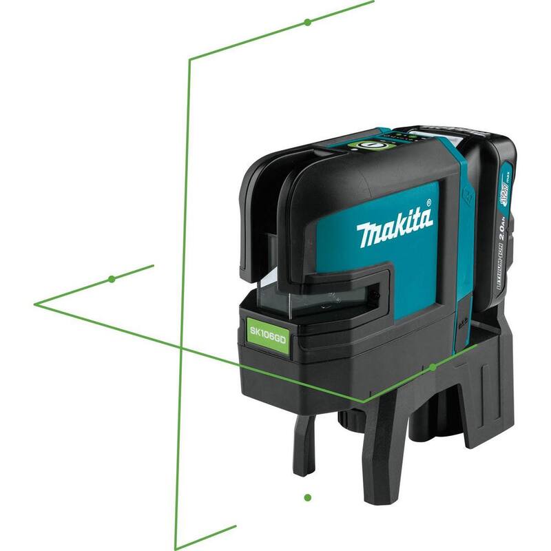 Kit de láser verde auto nivelante de línea cruzada/4 puntos Makita 12V máx CXT (2.0 Ah) - SK106GDNAX