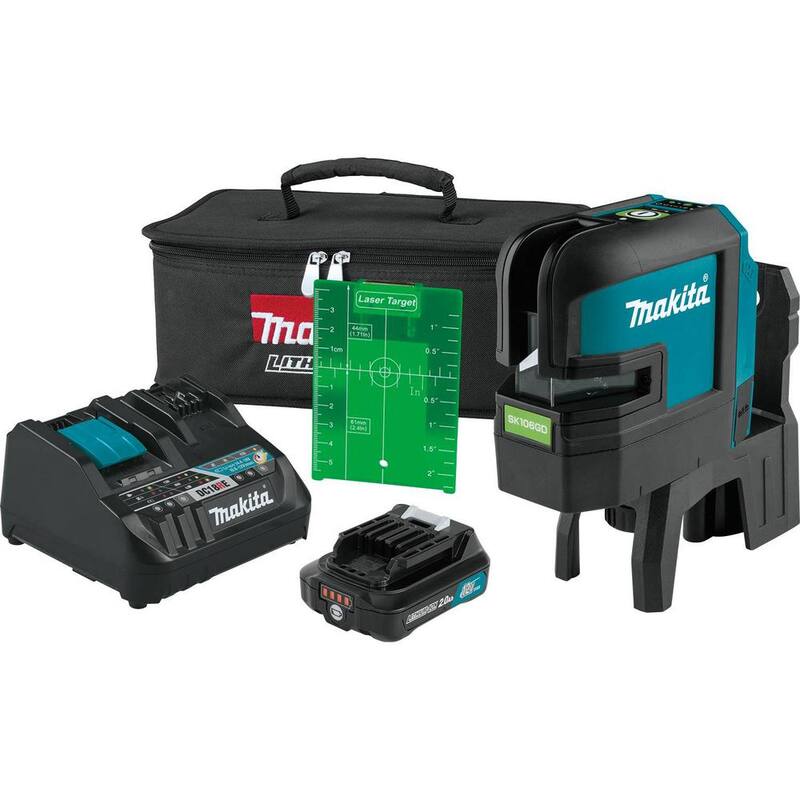 Kit de láser verde auto nivelante de línea cruzada/4 puntos Makita 12V máx CXT (2.0 Ah) - SK106GDNAX