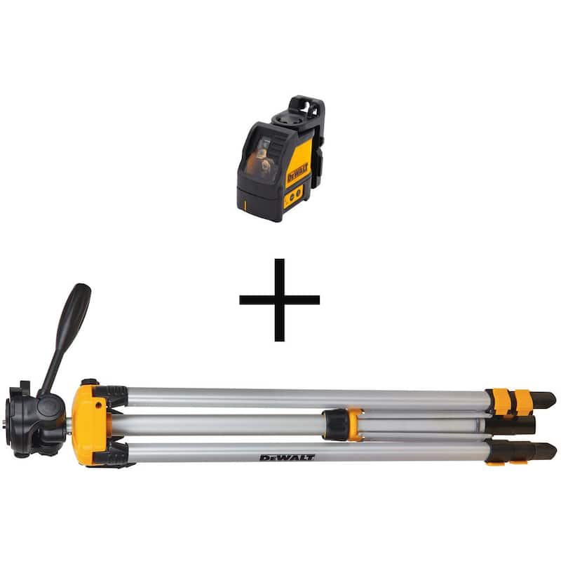 DEWALT 165 ft. Kit de nivel láser de líneas cruzadas autonivelante en rojo y trípode ajustable y portátil de nivel láser - DW088K-QUW0881T
