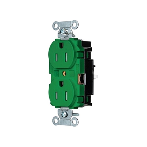 Hubbell Wiring Device-Kellems Receptacle, 1/2 hp, 125V AC, NEMA 5-15R - 5262STGNTR
