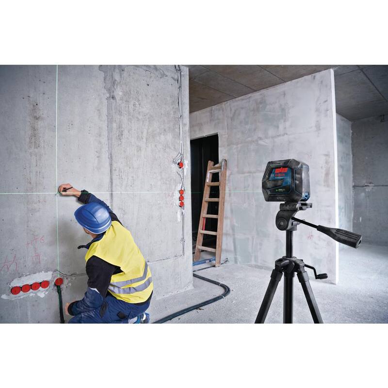 Bosch 100 ft. Láser de autonivelación verde con tecnología VisiMax, trípode compacto Mount Plus con altura extensible - GCL10040G+BT150