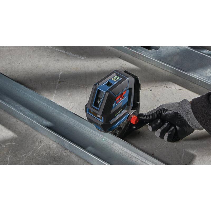 Bosch 100 ft. Láser de autonivelación verde con tecnología VisiMax, trípode compacto Mount Plus con altura extensible - GCL10040G+BT150